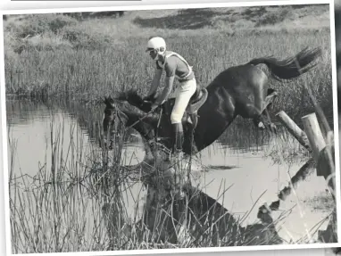  ??  ?? Above: Merv Bennett and Regal Realm tackle the water jump at Sydney three-day event. Right: “We’d go round with his ears in my mouth, but he was a genius,” says Lucinda