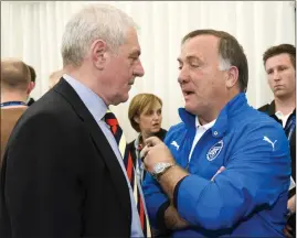  ??  ?? Former Ibrox managers Walter Smith and Dick Advocaat, right