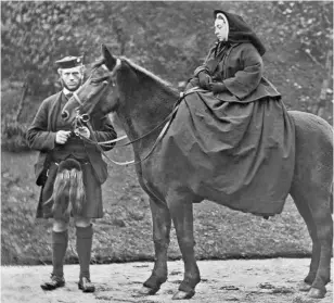  ??  ?? Queen Victoria with her personal attendant John Brown, whose burial record is now available on Findmypast