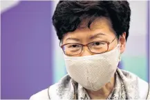  ?? REUTERS ?? Hong Kong Chief Executive Carrie Lam holds a news conference in Beijing, China.