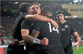  ?? PHOTOSPORT ?? TJ Perenara sported the word ‘Ihuma¯tao’ on his wristband during the All Blacks’ win over the Wallabies in Auckland on Saturday night.