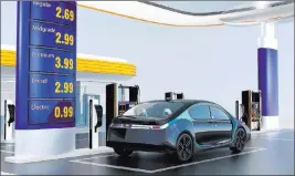  ?? THINKSTOCK ?? This 3-D rendering, featuring an electric vehicle charging station, illustrate­s what gas stations nationwide might like in the near future.