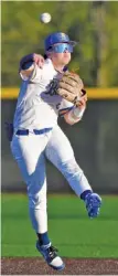  ?? STAFF PHOTO BY ROBIN RUDD ?? Boyd Buchanan second baseman Haden Griffith throws a Walker Valley runner out at first base.