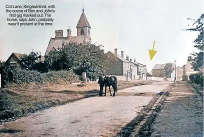  ?? ?? Cot Lane, Kingswinfo­rd, with the scene of Bev and John’s first gig marked out.the horse, says John, probably wasn’t present at the time