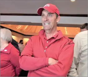  ?? Dan Watson/The Signal ?? Rep. Steve Knight attends an election night party on Tuesday. Challenger Katie Hill won the 25th Congressio­nal District race and will start her term next year in January.