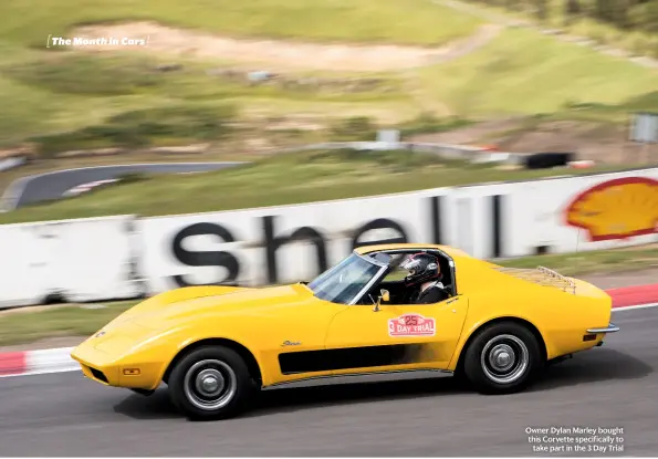  ??  ?? Owner Dylan Marley bought this Corvette specifical­ly to take part in the 3 Day Trial