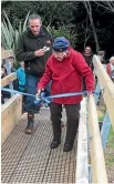  ?? QE11 TRUST ?? Josephine Druce opens the bridge at the Awapikopik­o Reserve near Kumeroa