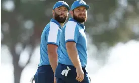  ?? Photograph: Maddie Meyer/PGA of America/Getty Images ?? Jon Rahm and Tyrrell Hatton were in imperious form in the Friday morning foursomes.