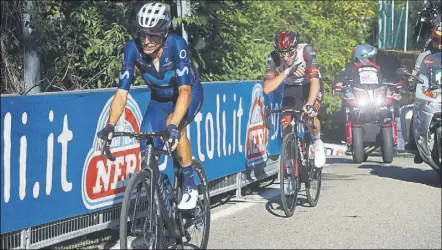  ?? Foto: Sprint cycling agency ?? Enric Mas atacó antes de la última subida y el esloveno tadej pogacar no pudo seguirle