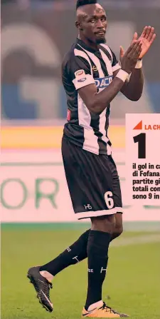  ?? LAPRESSE ?? Seko Fofana, 23, ivoriano di Parigi, terza stagione a Udine