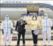  ?? ANI ?? An aircraft carrying Covid relief material from Thailand arrives at IGI Airport on Saturday.