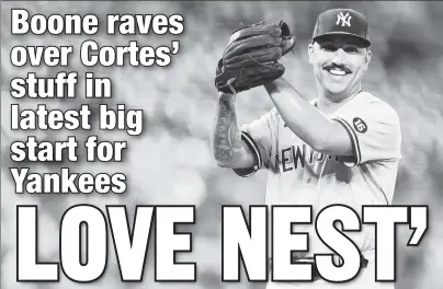  ?? AP ?? LEFT IS RIGHT: Left-hander Nestor Cortes Jr. reacts as he lowers his ERA to 2.60 with another stellar start for the Yankees in their 4-3 victory over the Orioles on Wednesday night at Camden Yards.