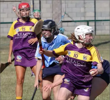  ??  ?? Linda Bolger of Wexford making tracks towards the Dublin goal.