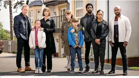  ?? ?? Helen and Theresa with their families in new ITV four-parter Hollington Drive