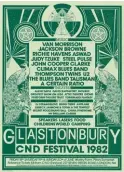  ??  ?? Un poster dell’edizione del Glastonbur­y Festival del 1982.