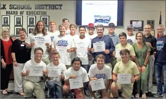  ?? kevin Myrick ?? The Cedartown High School Boys State Champion Tennis Team were among the groups honored during at the Polk County Board of Education’s May work session.