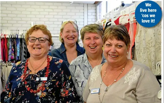  ??  ?? FANTASTIC COMPANY: Enjoying themselves at the Vinnies Madonna House are (from left) Geraldine Haydon, Rhonda Worland, Diane Sharpley and Susan Dietz.