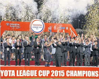  ??  ?? Buriram United celebrate winning the League Cup last week.