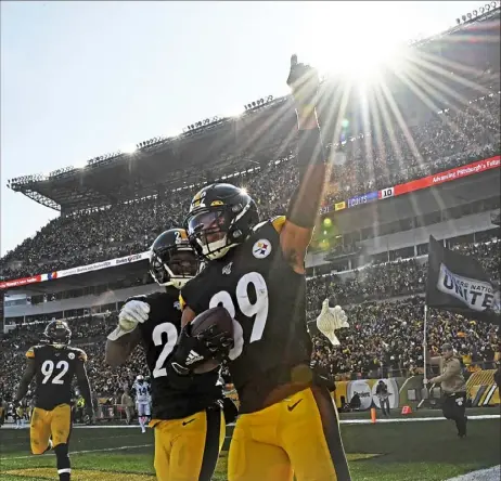  ?? Peter Diana/Post-Gazette ?? Minkah Fitzpatric­k’s 96-yard intercepti­on return for a touchdown against the Colts energized Heinz Field and was another reminder why the Steelers traded their fiirst-round draft pick in 2020 to the Miami Dolphins in September to acquire him.