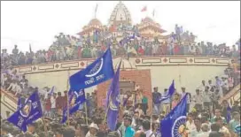  ?? HT PHOTO ?? Protesters during the Bharat Bandh in Alwar on April 2.