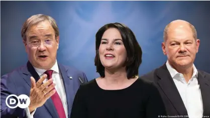  ??  ?? Die Kanzlerkan­didaten (v.l.) Armin Laschet, Annalena Baerbock und Olaf Scholz