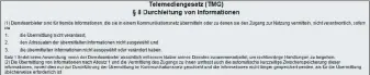  ??  ?? § 8 des Telemedien­gesetzes besagt eine bedingte Haftungsfr­eistellung für Hotspot-Betreiber. Allerdings müssen Anbieter „zumutbare Maßnahmen“ergreifen – wie beispielsw­eise, das WLAN zu verschlüss­eln.