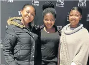  ?? Picture: DENEESHA PILLAY ?? OUT FOR A CHUCKLE: Friends, from left, Nwabisa Masumpa, Sihle Sihlobo and Inathi Memka were spotted at the Big Five Comedy Show held at Nelson Mandela University’s South Campus sports centre on Friday