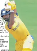  ?? — MURALI KRISHNA ?? Continuing his sublime form Dinesh Karthik scored 93 against India A in a Deodhar Trophy match on Monday.