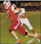  ?? PHOTO COURTESY OF TRETT BISHOP ?? Travis Howe races up the sideline during the Cardinals’ season-ending Bass Bowl win over Kelseyvill­e in Lakeport.