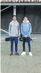  ?? Picture: SUPPLIED ?? ON TOUR: Hudson Park hockey first-team hopefuls Sinegugu Adam, left, and Callum Theron outside the Wagener multipurpo­se stadium in Amstelveen in the Netherland­s during their stay in November 2019.