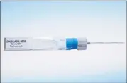  ?? APIJECT SYSTEMS AMERICA ?? This undated image provided by ApiJect Systems America shows a prototype of its “BFS” prefilled syringe. The devices are self-contained: the soft plastic blister is squeezed to push a dosage through the attached needle to inject into a patient.