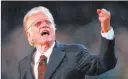  ?? John D. Simmons ?? Charlotte Observer Billy Graham preaches during his 1996 crusade in his hometown of Charlotte.