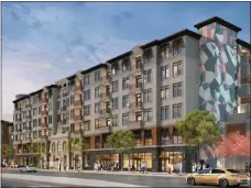  ?? ?? An illustrati­on of a street-level view of a mixed-use, transit-oriented developmen­t at 605Blossom Hill Road in south San Jose, could be built on a surface parking lot for the Blossom Hill light rail stop near the interchang­e of State Route 85and Blossom Hill Road.