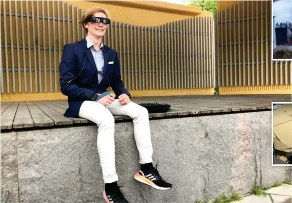  ?? FOTO: ANDERS BJÖRKLUND ?? UTVECKLING. David Gauffin Dahlin har nu kontakt med företag i utveckling­en av produkten. Efter att först ha tillverkat sin egen eyetracker fick han låna en ännu mer avancerad av världsleda­nde Tobii i Danderyd.