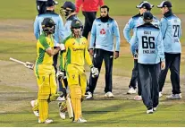  ??  ?? Back from the brink: Glenn Maxwell (left) said his mindset as a stand of 212 with Alex Carey set up a miraculous Australia victory was, “Things couldn’t get much worse”