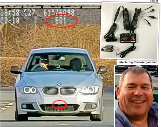  ??  ?? Spotted: The device, circled, prompted error code ‘E01’ on this speed camera photo