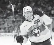  ?? ADAM HUNGER AP ?? Matthew Tkachuk had a goal and an assist Saturday in Buffalo as the Panthers won for the second time in two games this season. They next play Monday at Boston.