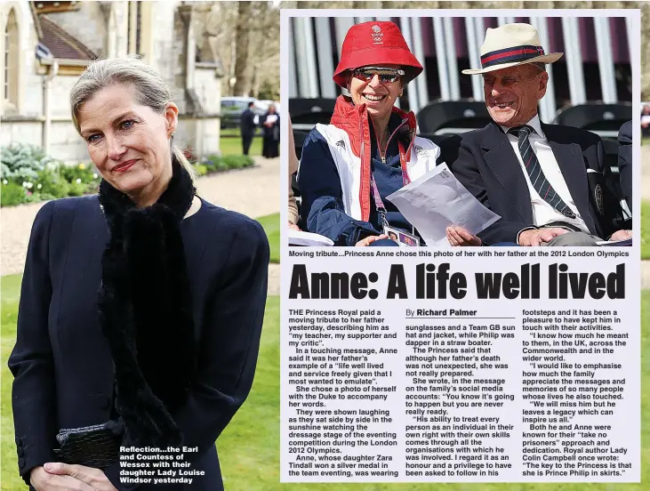  ??  ?? Reflection...the Earl and Countess of Wessex with their daughter Lady Louise Windsor yesterday