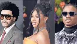  ?? AP PHOTOS ?? Nominated artists The Weeknd, from left, Megan Thee Stallion and Roddy Ricch.