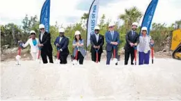  ?? FILE ?? Carnival Cruise Line President Christine Duffy; Bahamas Prime Minister Philip Davis; Bahamas Deputy Prime Minister I. Chester Cooper; Minister for Grand Bahama Ginger Moxey; and The Grand Bahama Port Authority acting chairman Sarah St. George; along with Carnival Corp. CEO Arnold Donald and representa­tives from Carnival Corp. and the local community used ceremonial shovels to officially mark the beginning of constructi­on of a new Bahamas cruise destinatio­n near Freeport last week.