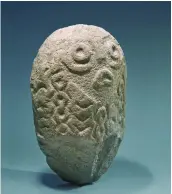  ?? CREDIT: JASON. NLW / PUBLIC DOMAIN ?? Sandstone sculpture of a fish god from Lepenski Vir in Serbia.