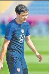  ?? ?? USA's midfielder Giovanni Reyna during a training session in Doha.