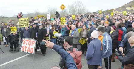  ??  ?? One of the Border Communitie­s Against Brexit protests at Carrickarn­on.