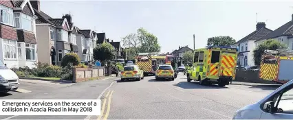  ??  ?? Emergency services on the scene of a collision in Acacia Road in May 2018