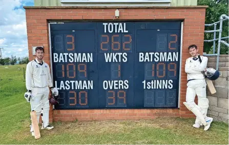  ?? ?? AT THE DOUBLE: Twins Daniel and Douglas Hughes both scored hundreds in Church Eaton’s win. Picture: Church Eaton CC