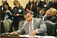  ?? KIM HAIRSTON/STAFF FILE ?? Del. C. T. Wilson, chair of the Economic Matters Committee, speaks in favor of cannabis reform that he co-sponsored.