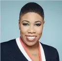  ??  ?? Symone Sanders, 30 anni, consiglier­a e principale portavoce di Kamala Harris