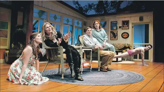  ?? Debora Robinson SCR ?? LORENA MARTINEZ, Pamela J. Gray, Tim Bagley, Jenna Cole and Jose Moreno Brooks in South Coast Repertory’s “Vanya and Sonia and Masha and Spike.”