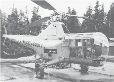  ?? CEDRIC MAH ?? Sikorsky 51 helicopter 92011, seen here at Butedale (now a ghost town) on Princess Royal Island, was one of two U.S. Air Force helicop- ters involved in the search for the missing crewmen.