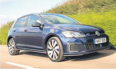  ??  ?? The Volkswagen Golf GTE is a plug-in hybrid hot hatch with a quoted fuel economy of 166mpg. It can do up to 31 miles on battery power alone.